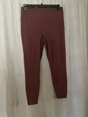 High-Rise Burgundy Active Leggings - Women